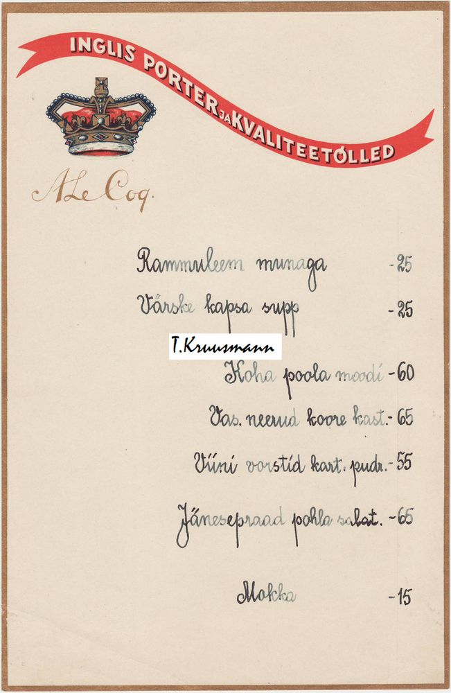 A.LeCoq_Inglis_Porter_menüü