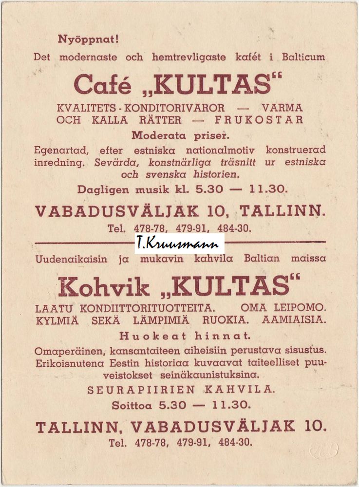 Kohvik_Kultas_Tallinn_reklaamkaart_R