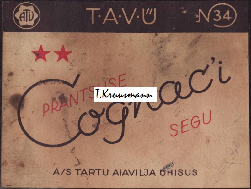 Tartu_Aiavilja_Ühisus_Prantsuse_Cognaci_segu_N34_pudelil