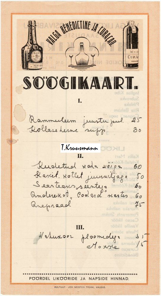 Valga_Likööri_ja_Napsi_Vabrik_söögikaart_A